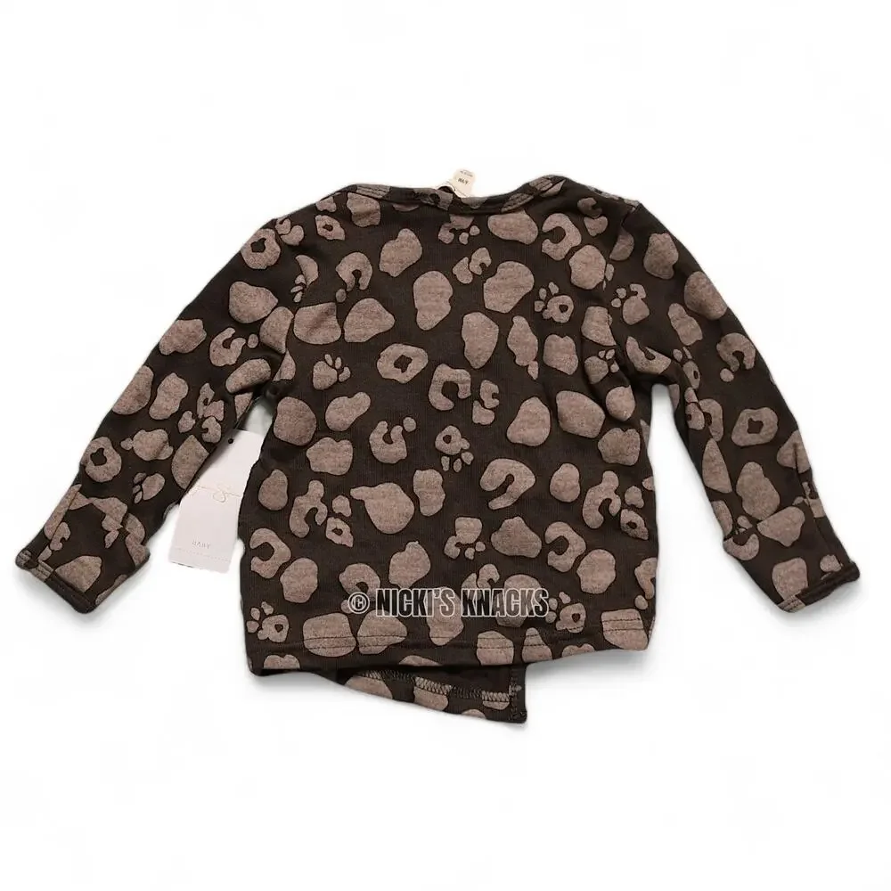 Jessica Simpson Baby Leopard Wrap Shirt & Hat Set Brown 6-9M Infant Girl Outfit